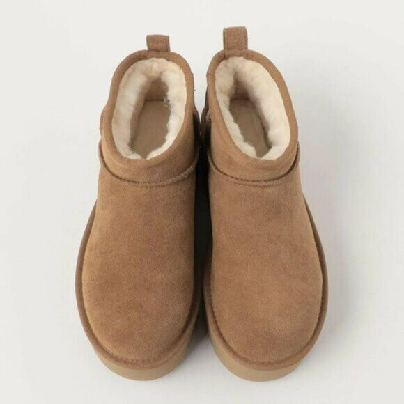 πππ₯Casualπ₯NIB New UGGs Classic Ultra Mini Platform Boots in Chestnut - Picture 6 of 7